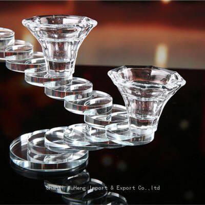 European Crystal Candlestick Holder 3 Heads Candle Holder Wedding Hotel Supplies Crystal Glass Candle Holder photo-4