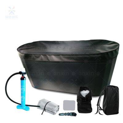 Double Wall Fabric Black Color Inflatable Ice Tub Connecting With Chiller Machine