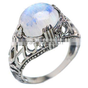 RAINBOW MOON STONE 925 STERLING SILVER RING ,925 STERLING SILVER JEWELRY WHOLE SALE,JEWELRY EXPORTER