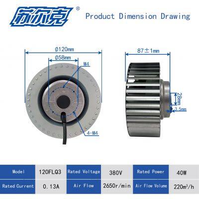 Factory Customized 120mm AC 230V/400V  Forward Inclined Impeller Centrifugal Fans