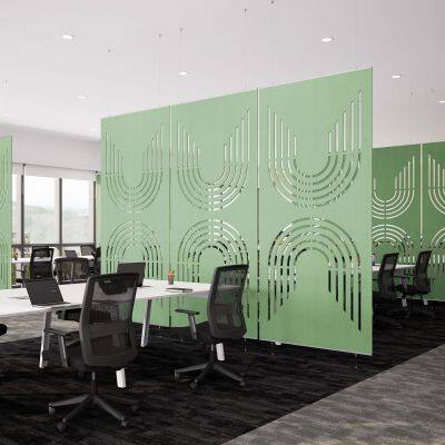 Sound Absorbing PET Felt Acoustic Hanging Screen Modern Desk Divider for Office and Living Room Partition photo-3