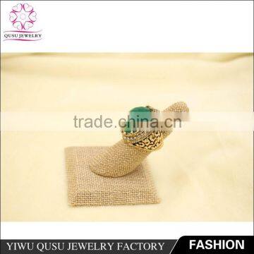 2015 New Product Gold Plated Ring With the Earth's Surface Oval Flat Imitation Jade photo-2