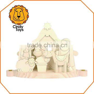 DIY Wooden Craft Candle Holder Nativity Scene XL 1 Kit With 22 Pcs. and Instruction photo-2