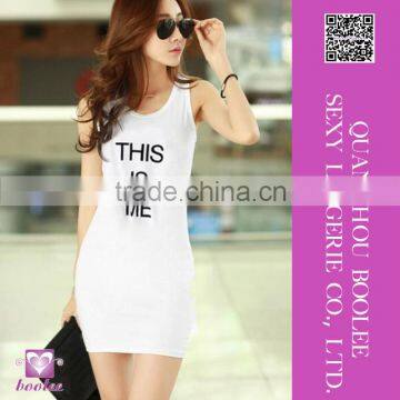 2016 New Arrival Sleeveless Summer Dresses Letter Print Sexy Slim Dresses