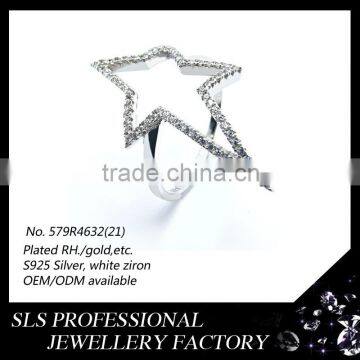 Silver puzzle ring Star designs rings for girls wear in school rhodium platting rings for Chritmas gifts