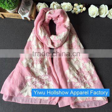 Newest Winter Autumn Flower Embroidery Cotton Korean Fashion Ladies Scarf photo-4