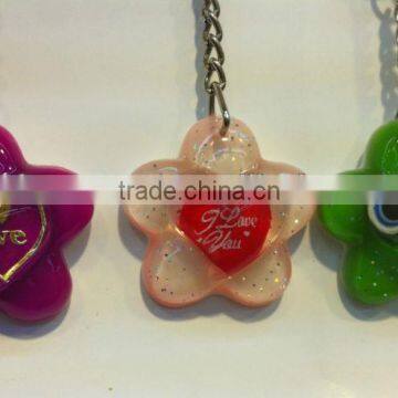 flower shape keychain,Souvenir keychain,cheap souenir resin keyring