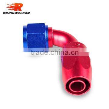 Aluminum Oil Cooler Fitting 90 Degree Resuable Hose End Fuel Line Hose End Fitting Adaptor Cutter Shape Blue and Red 40-090-10 photo-4