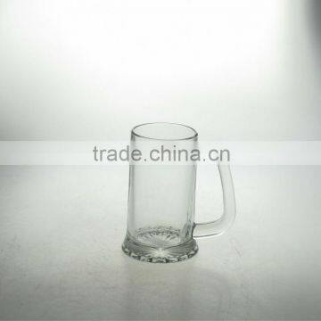 clear wholesales machine made beer glass with handle