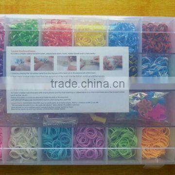 2014 Popular hot selling various of colors loom bands kit, wholesale Ecofriendly rubber loom bands kit in bulk!!!