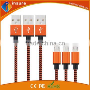 Factory price Usb 2.0 to micro usb fabric braided charging cable