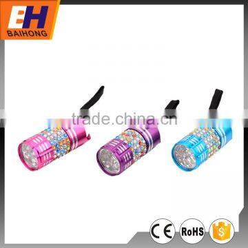 9 LED Keychain Flashlight with Coloured