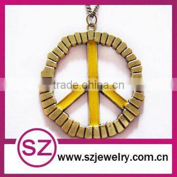 New fashion yellow peace sign necklace for sale