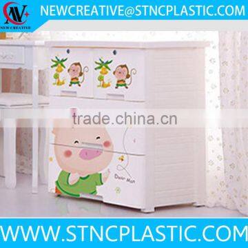 plastic pig 3 tiers Niche cabinet wardrobe Movable Chest of drawer with wheels