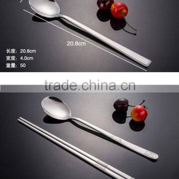 Stainless Chopsticks and spoon sets with flat handle design and low price