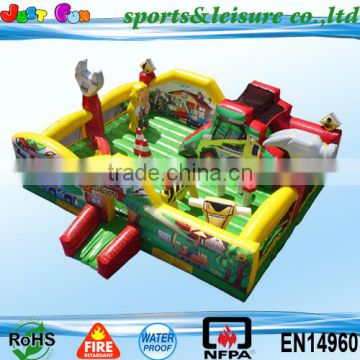 attractive car inflatable playground, racing car amusement park, giant inflatable fun city