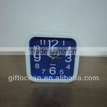 square shape plastic silence desk alarm clock with 3D scale