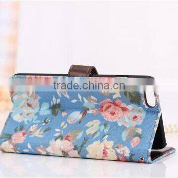 New Design Flower Pattern Leather Flip Case Cover for iPhone 6 F-IPHLC020