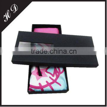 Black Handmade Paper Box With Clear Window For Scarf Packaging