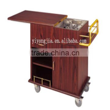 High quality Single head wooden flambe trolley with wheel