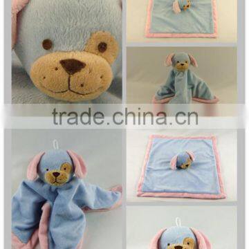 EN71 Standard Baby Safe Material Pink Blue Animal Head Plush Baby Blanket