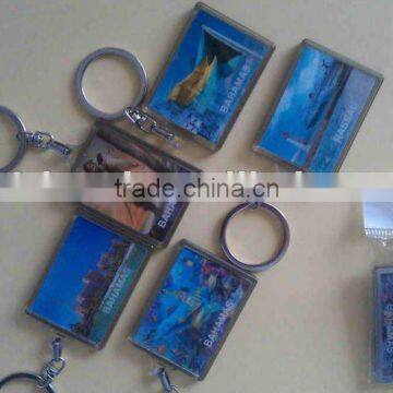 3D lenticular keychain with 3D lenticular flip change