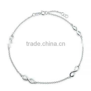 Jewelry 925 Silver Anklet Infinity Link Ankle Bracelet 9 Inch