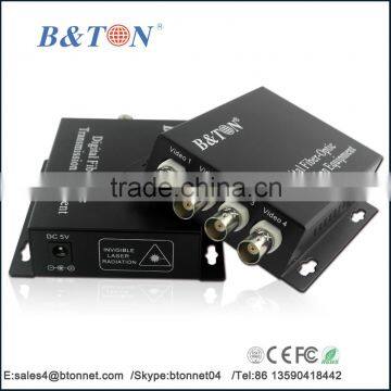 4 channel digital fiber optic cctv video converter for security system