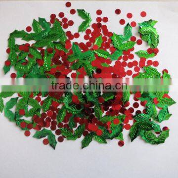 2.8x1.8cm Metallic PVC Evergreen leaves Merry Christmas Confetti for party decoration