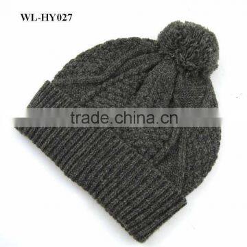 knitting beret with pom-pom
