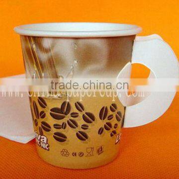 wholesale disposable 7oz hot drink coffee paper cup with handle and lid