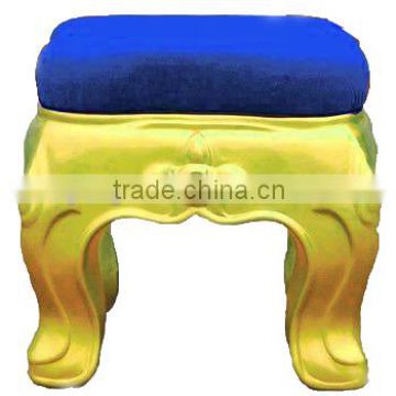 Chritmas Fiberglass Santa Stool with Blue Cushion