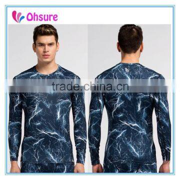 sublimation printing mens long sleeve t shirt sports t shirt polyester compression shirt