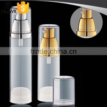 AS round cosmetic airless bottle with shiny lotion pump