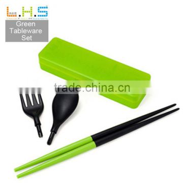 Environment Protection Food-Grade Plastic travel cutlery set in pouch