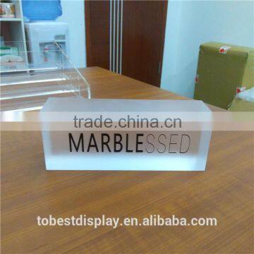 Custom acrylic plastic logo block, solid plastic blocks translucent