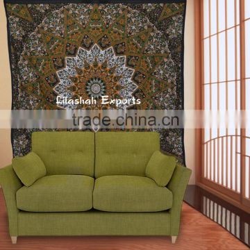 505-A Cotton tapestries Bedspread Tapestry curtain sanganeri print jaipur india star tapesrideau tenture