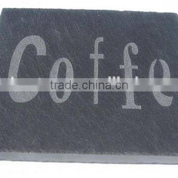2016 Eco-friendly black slate customized coffee coaster coffee bar table coaster slate placemats and coasters