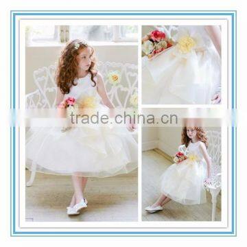 New Ball Gown Sleeveless White Ruffle Organza Floral Long Custom Made Flower Girl Dresses for Wedding(BNBO-FG03)                        
                                                Quality Choice