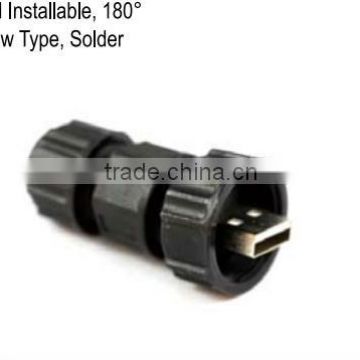 fiedld isntallable ,180degree, screw type, Circular USB ,waterproof connector