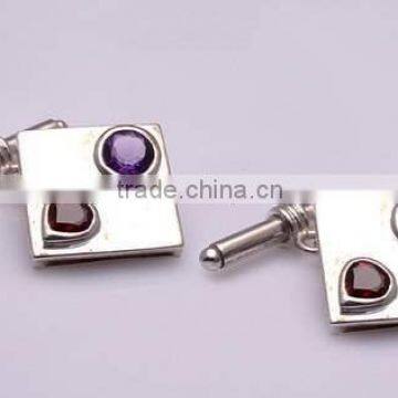 The Gopali Jewellers Amethyst and Garnet Cufflinks, Gemstone Men's Cufflinks