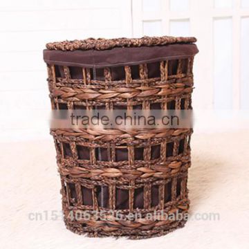 2015 new arrival set of 3 maize and water hyacinth weaved laundry hamper with lining