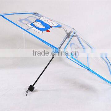 Cartoon Transparent 3 Folding Clear Umbrella