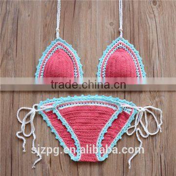 crochet hand knitted triangle bikini, fashion ladies handmade crochet bikini