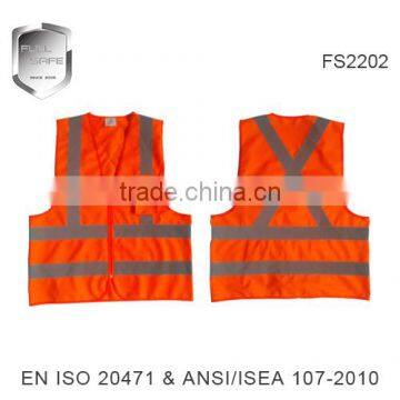 2016 hot sale safety products reflective vest high visibility with zipper