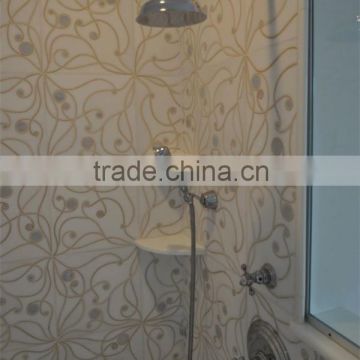 bathroom tile design wall decoration natural stone marmol, round stone mosaic water jet marble