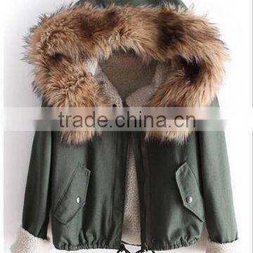 100% cotton hooded parka jacket for women with faux fur                        
                                                Quality Choice