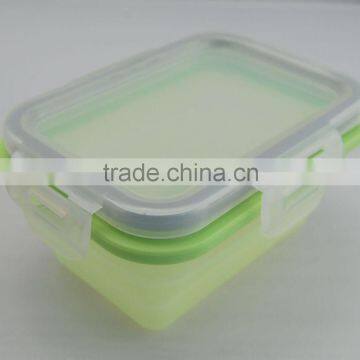 S size Rectangle shaped non-stick silicone food storage container/collapsible silicone container