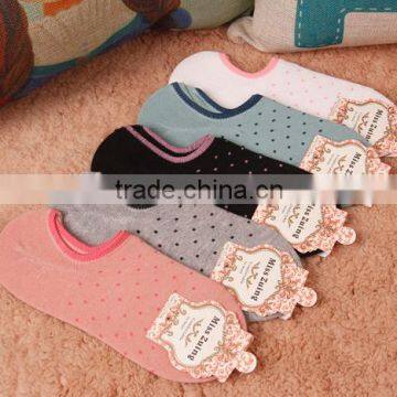 A605 2015 COTTON wholesale south Korea new fashion fresh small dots women invisible boat socks