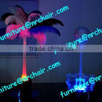 shanghai event rental banquet wedding acrylic LED feather high centerpiece